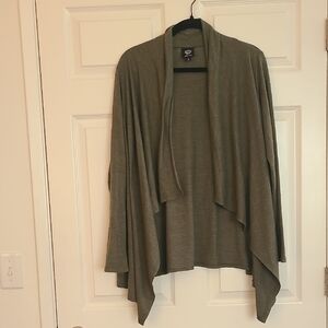 Bobeau Olive Green Draped Open-Front Women's Sweater Cardigan